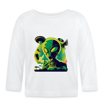 Pop Art Außerirdischer Alien Retro Style - T-shirt manches longues bio Bébé - blanc - Devant