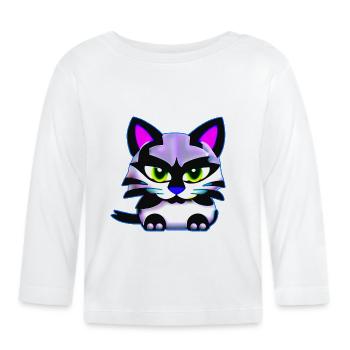 Chat de mauvaise humeur aux couleurs vives - T-shirt manches longues bio Bébé - blanc - Devant