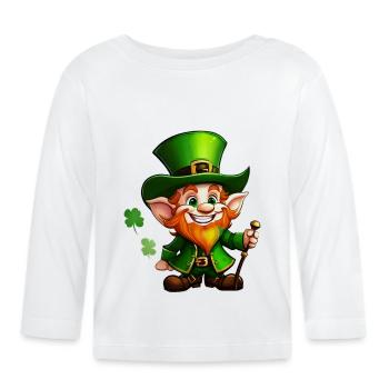 Saint Patricks Day Irish Kobold Leprechaun Wichtel - Baby Bio-Langarmshirt - Weiß - Vorne