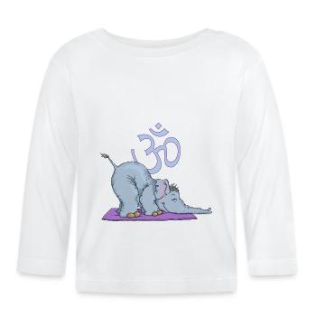 L'éléphant tente le virage en avant - T-shirt manches longues bio Bébé - blanc - Devant
