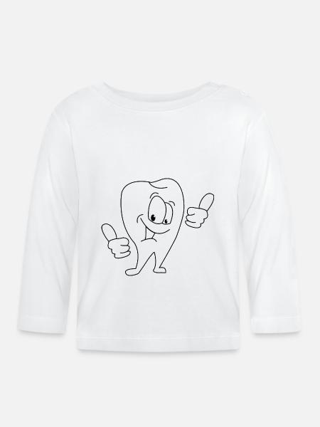 lustiger Zahn! Comic-Zeichnung - Baby Bio-Langarmshirt - Weiß