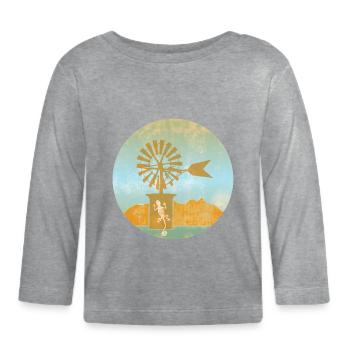 Windmill - Balearic Islands - Organic Baby Long Sleeve T-Shirt - heather grey - Front