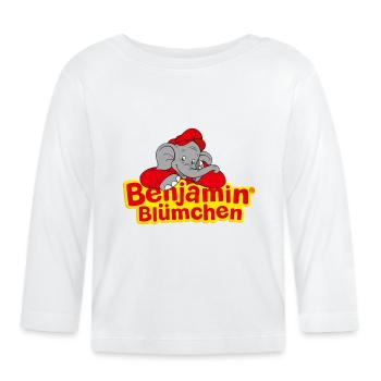 Benjamin Blümchen Schriftzug mit Elefant Logo - Baby Bio-Langarmshirt - Weiß - Vorne