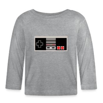 Nes Retro Controller - Baby Bio-Langarmshirt - Grau meliert - Vorne
