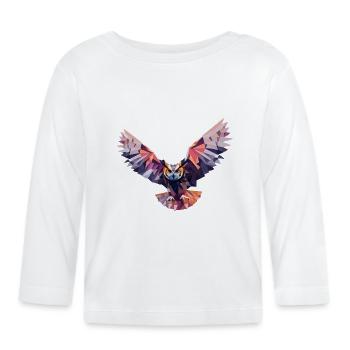 GEOMETRIC OWL, ABSTRACT OWL ART - Organic Baby Long Sleeve T-Shirt - white - Front