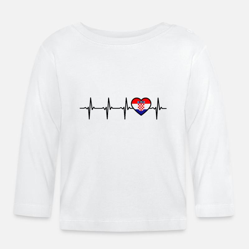 Croatie Heartbeat Drapeau Croate - T-shirt manches longues bio Bébé - blanc