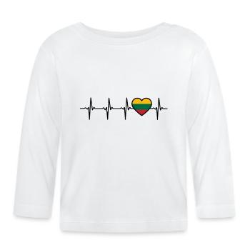 Lithuania Heartbeat Flag Lithuania - Organic Baby Long Sleeve T-Shirt - white - Front
