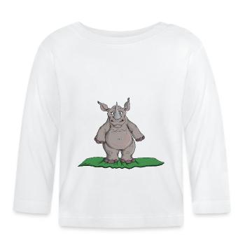Le rhino yoga en position de montagne - T-shirt manches longues bio Bébé - blanc - Devant