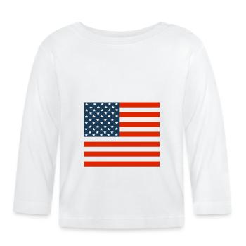 USA Flag Stars and Stripes - Organic Baby Long Sleeve T-Shirt - white - Front