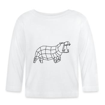 Nilpferd - Baby Bio-Langarmshirt - Weiß - Vorne