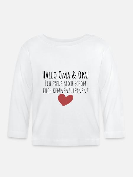 Hallo Oma und Opa! - Baby Bio-Langarmshirt - Weiß