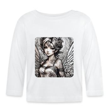 Niedlicher Engel mit Tattoos - Baby Bio-Langarmshirt - Weiß - Vorne