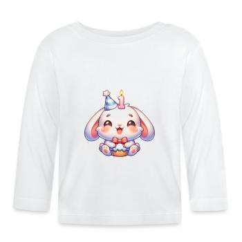 1er anniversaire années 1 jolie fête d’anniversaire - T-shirt manches longues bio Bébé - blanc - Devant
