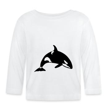 orque animal marin - T-shirt manches longues bio Bébé - blanc - Devant
