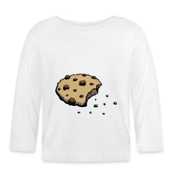 cookie Keks mit Krümeln Knabberei Gebäck Geschenk - Baby Bio-Langarmshirt - Weiß - Vorne