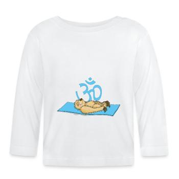 The sloth hums a relaxed OM - Organic Baby Long Sleeve T-Shirt - white - Front