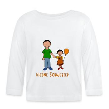 Kleine Schwester - Baby Bio-Langarmshirt - Weiß - Vorne