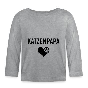 Katzenpapa Katzenhalter Katze Stubentiger Geschenk - Baby Bio-Langarmshirt - Grau meliert - Vorne