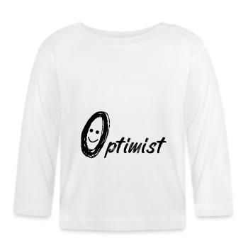 Optimist positives Denken glücklich Lebensfreude - Baby Bio-Langarmshirt - Weiß - Vorne