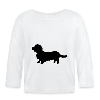 Rauhaardackel - Baby Bio-Langarmshirt - Weiß - Vorne