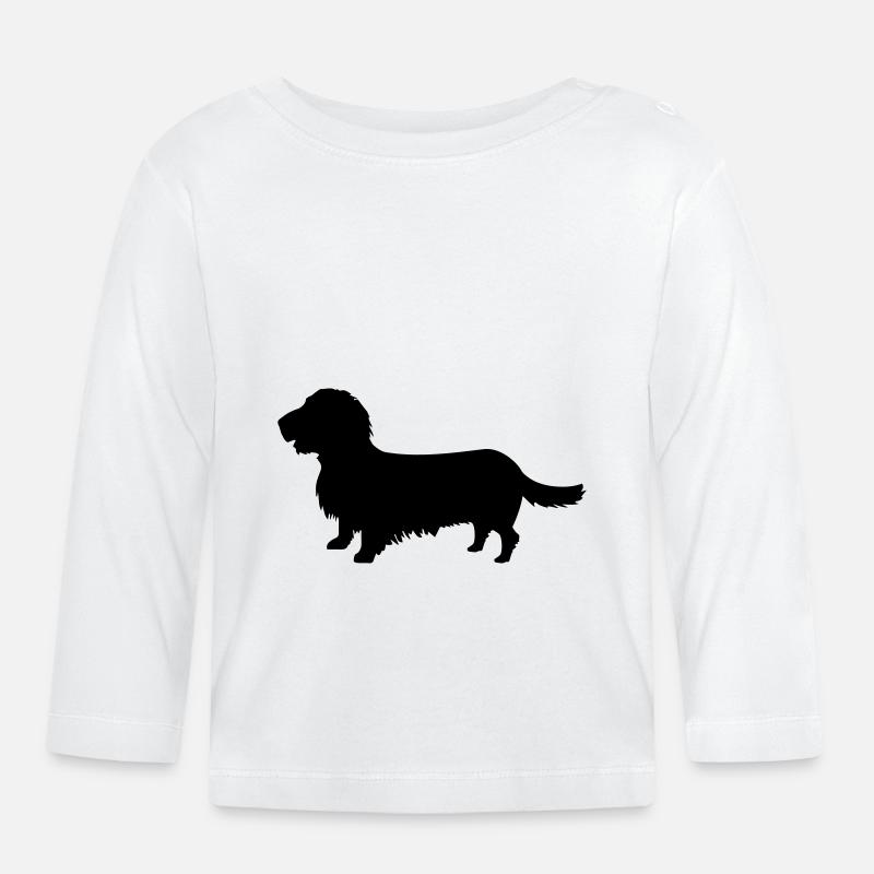 Rauhaardackel - Baby Bio-Langarmshirt - Weiß