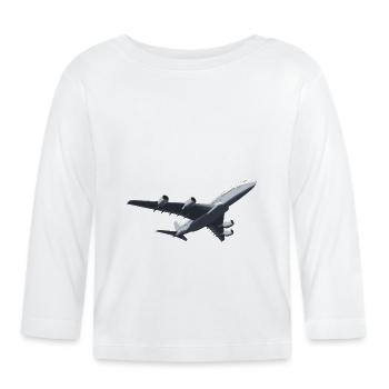 Flugzeug Passagierflugzeug Düsenflugzeug - Baby Bio-Langarmshirt - Weiß - Vorne