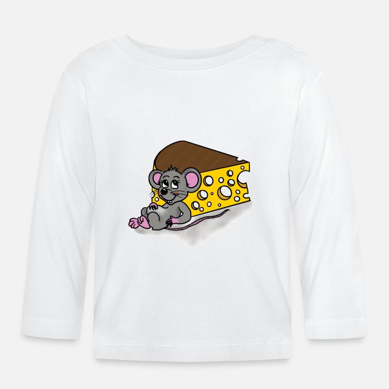 Souris et fromage - T-shirt manches longues bio Bébé - blanc