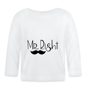 M. Droite - T-shirt manches longues bio Bébé - blanc - Devant