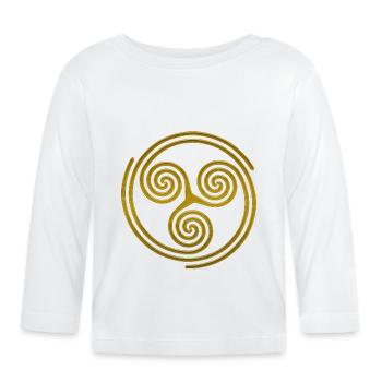 Celtic Culture Triple Spiral Triskele Symbol 5 - Baby Bio-Langarmshirt - Weiß - Vorne