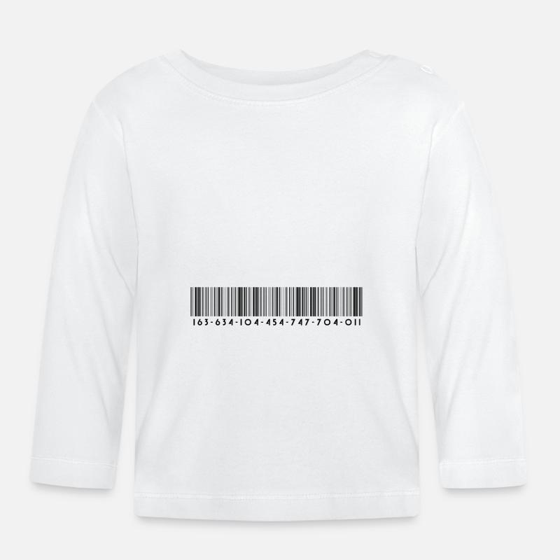 Barcode - Strichcode - Streifen - Codes - Baby Bio-Langarmshirt - Weiß