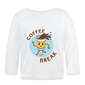 coffee break - T-shirt manches longues bio Bébé - blanc - Devant