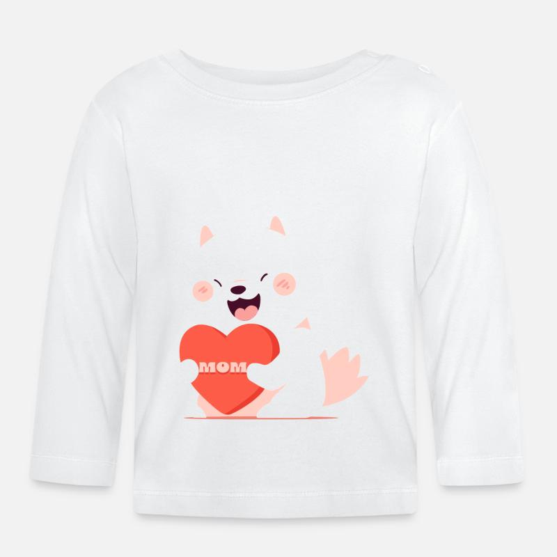 Chien aimant sa mère - T-shirt manches longues bio Bébé - blanc