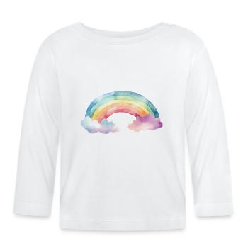 Aquarell Regenbogen - Baby Bio-Langarmshirt - Weiß - Vorne