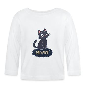 Dreamy Cat Starry Night - Organic Baby Long Sleeve T-Shirt - white - Front