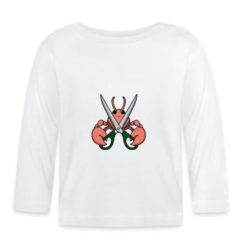 Bande dessinée homard crabe homard écrevisse langouste homard vert ciseaux - T-shirt manches longues bio Bébé - blanc - Devant