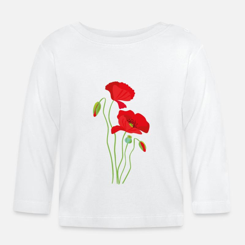 Coquelicot - conception de fleurs - T-shirt manches longues bio Bébé - blanc