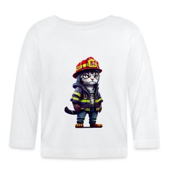 Chat de feu - T-shirt manches longues bio Bébé - blanc - Devant