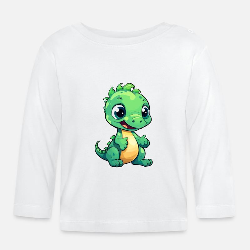 Mignon bébé dinosaure souriant - T-shirt manches longues bio Bébé - blanc