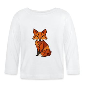 Geometric Fox Triangles - Organic Baby Long Sleeve T-Shirt - white - Front