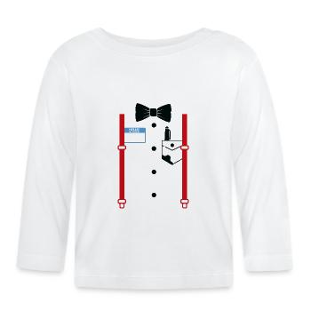 Formal look with name tag - Organic Baby Long Sleeve T-Shirt - white - Front