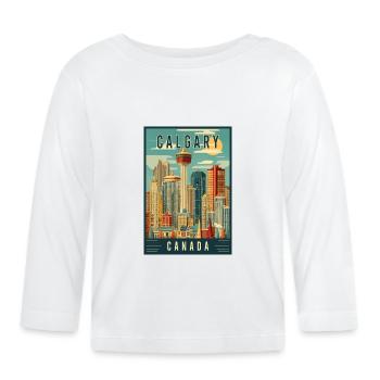 Découvrez la scène urbaine pittoresque de Calgary au Canada - T-shirt manches longues bio Bébé - blanc - Devant