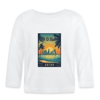 Experience Desert City Skyline of Doha in Qatar - Organic Baby Long Sleeve T-Shirt - white - Front