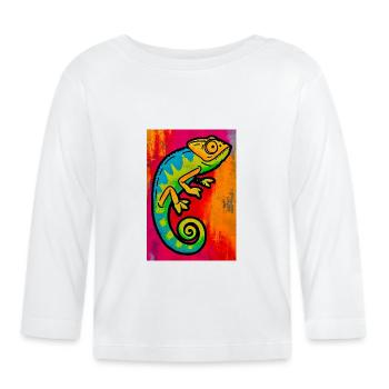 caméléon - T-shirt manches longues bio Bébé - blanc - Devant