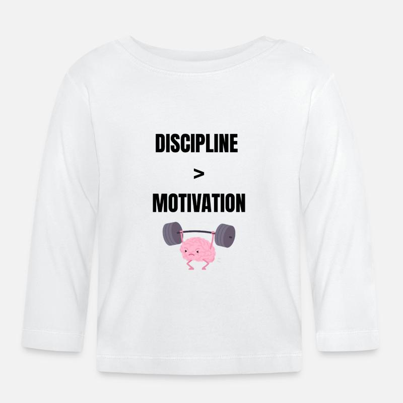 La discipline avant la motivation - T-shirt manches longues bio Bébé - blanc