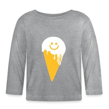 happy ice cream - Organic Baby Long Sleeve T-Shirt - heather grey - Front