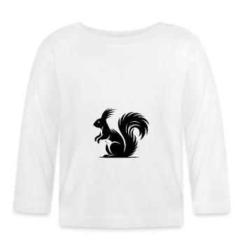 Squirrel Tattoo Style Drawing - Organic Baby Long Sleeve T-Shirt - white - Front