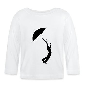 jumping_with_umbrella - Baby Bio-Langarmshirt - Weiß - Vorne