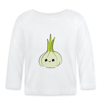cute adorable smiling onion comic, sourire doux - T-shirt manches longues bio Bébé - blanc - Devant