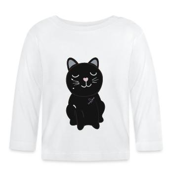 Black Cat - T-shirt manches longues bio Bébé - blanc - Devant