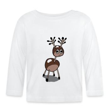 Chestnut reindeer - Organic Baby Long Sleeve T-Shirt - white - Front